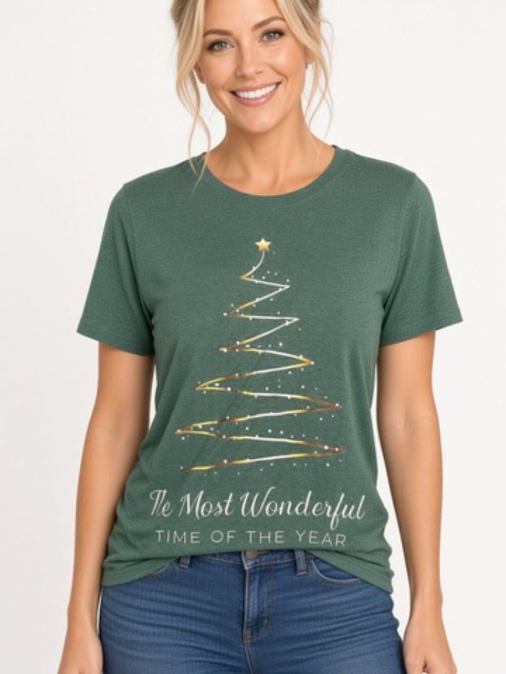 NWT Christmas Tree Graphic Tee Most Wonderful Time